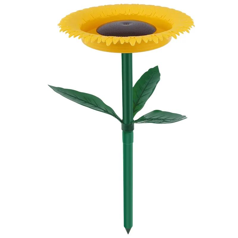 Large Capacity Floral Bird Feeder Standing Wild Bird Bath Tray Garden Yard Decoration All Weather Seed & Water Station