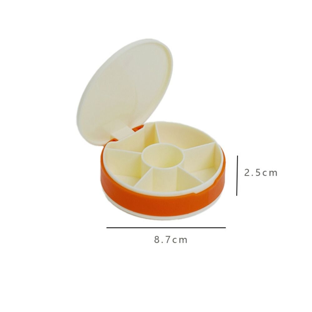 

Mini Pill Dispenser Portable Drug Storage Box Tablet Container Pocket Pill Box Outdoor orange-round