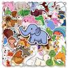 50 Cartoon Animal Graffiti Stickers Cute Hand-drawn Simple Drawing Decorative Water Cup Computer Mobile Phone Case Stickers