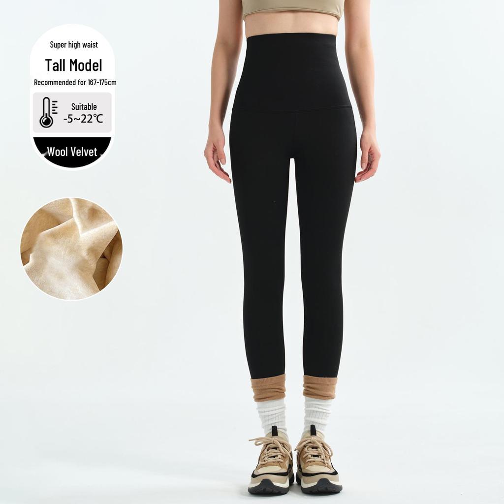 Women's Extra Thick Fleece-Lined High Waist Yoga Pants - 800g Cotton, Warm, Extra Long Winter Base Layer (2025)