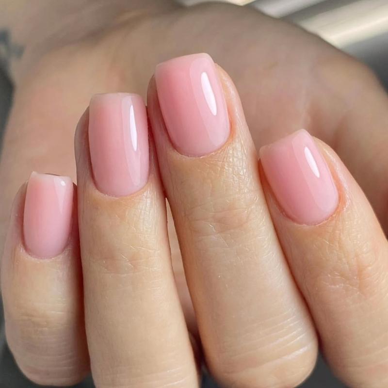 24Pcs Square Press on Nail Glossy Design French Fake Nail Acrylic False Nail,Artificial Nail Glues on Nail for Womens