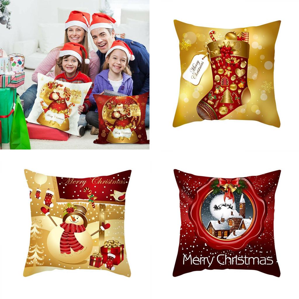 Festive Christmas Cushion Cover Featuring Adorable Santa Snowman Designs For Holiday Cheer
