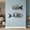 Nautical Wooden Fishbone Wall Decor Rustic Skeleton Fish Floating Shelf Coastal Wall Mounted Display
