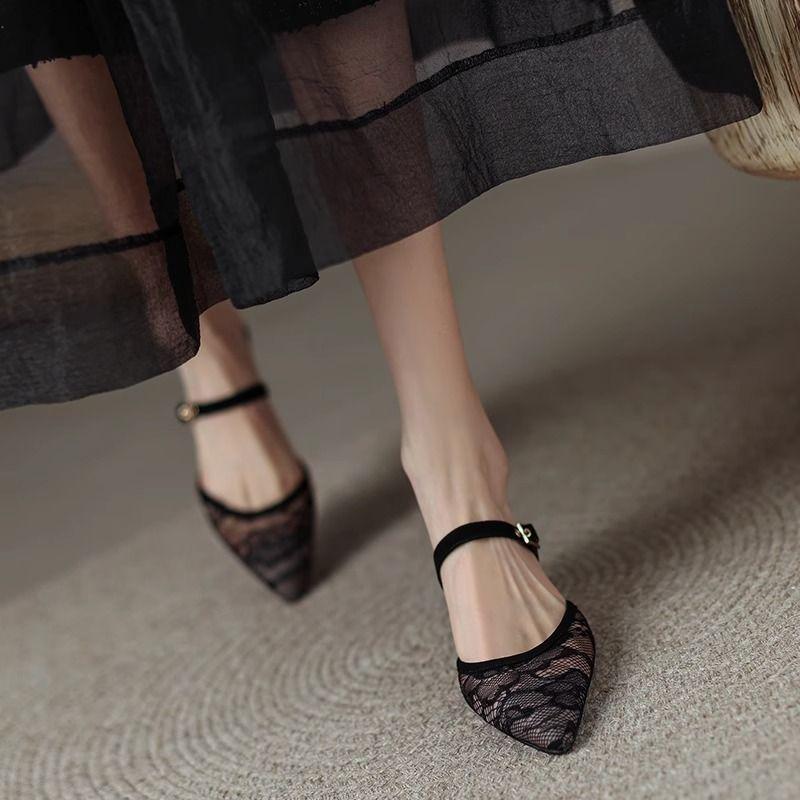 Mesh Sandals Women's 2025 Summer New Bag Head Half Slippers Women's Outer Wear Soft Sole One Word with High Heels Women's Shoes