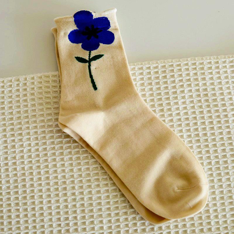 

Tulip Flower Socks Three-Dimensional Small Petal Stockings Trendy Sweet Cotton Socks one size fits all