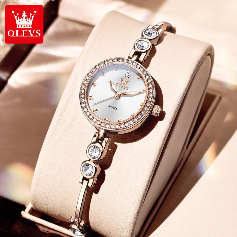 OLEVS Montres pour femmes Acier inoxydable Luxe Original Élégant Montre à quartz Étanche Montres lumineuses pour femme