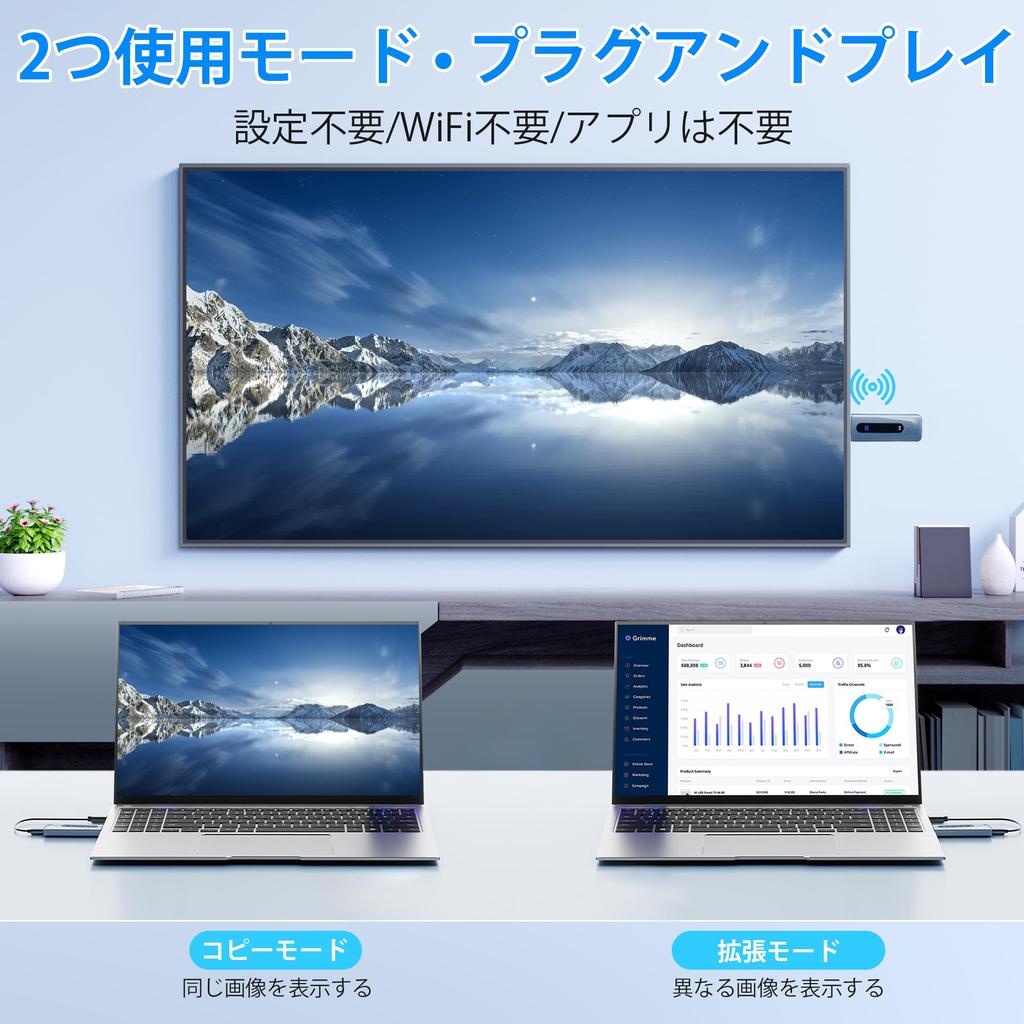 Wireless HDMI TransmitterReceiver Set, HDMI Wireless, Compact, with LED Display [Japan Technical Standards Certification Certified],