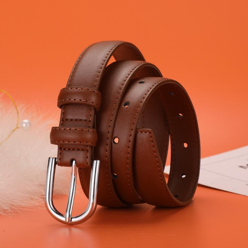 Women's Versatile Pin Buckle Leather Belt for Casual Pants and Dresses