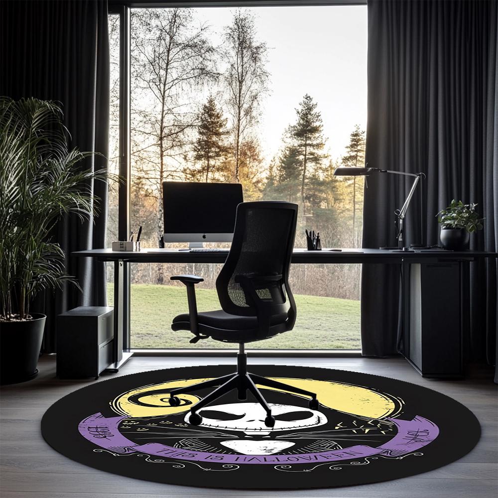 The Nightmare Before Christmas Printed Round Rug Carpet Chair Rug Area Rug Entryway Doormats,for Office Chair Living Room Bedroom Kitchen Room.