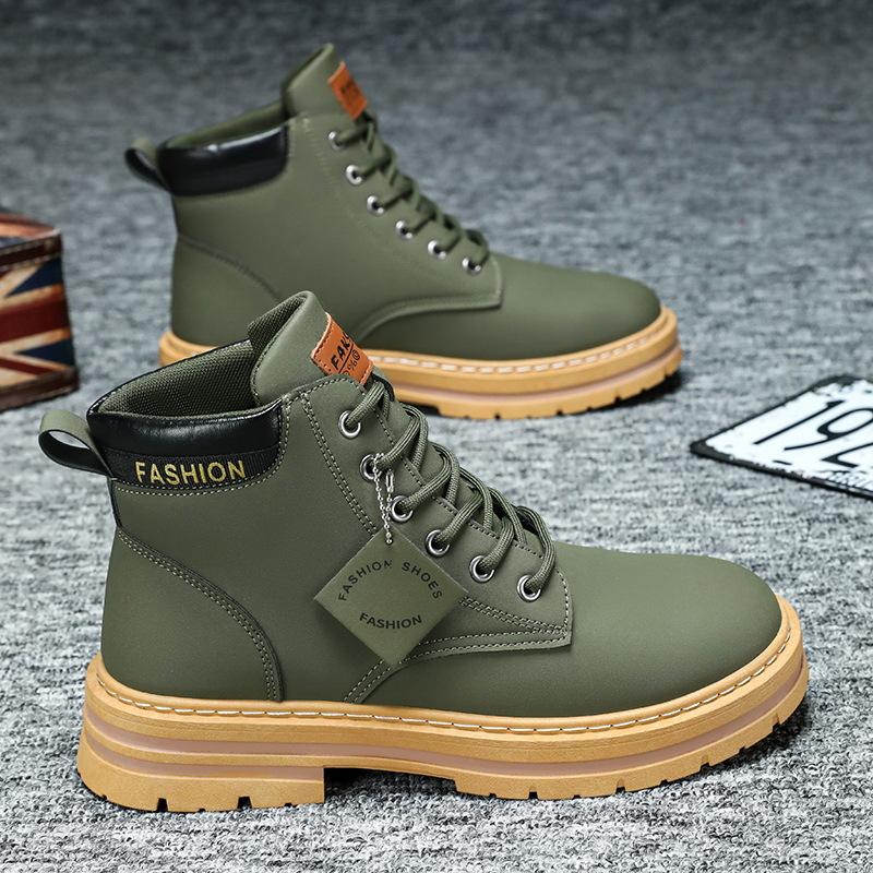 Martin boots plus size new spring and autumn round head high top Martin boots army boots