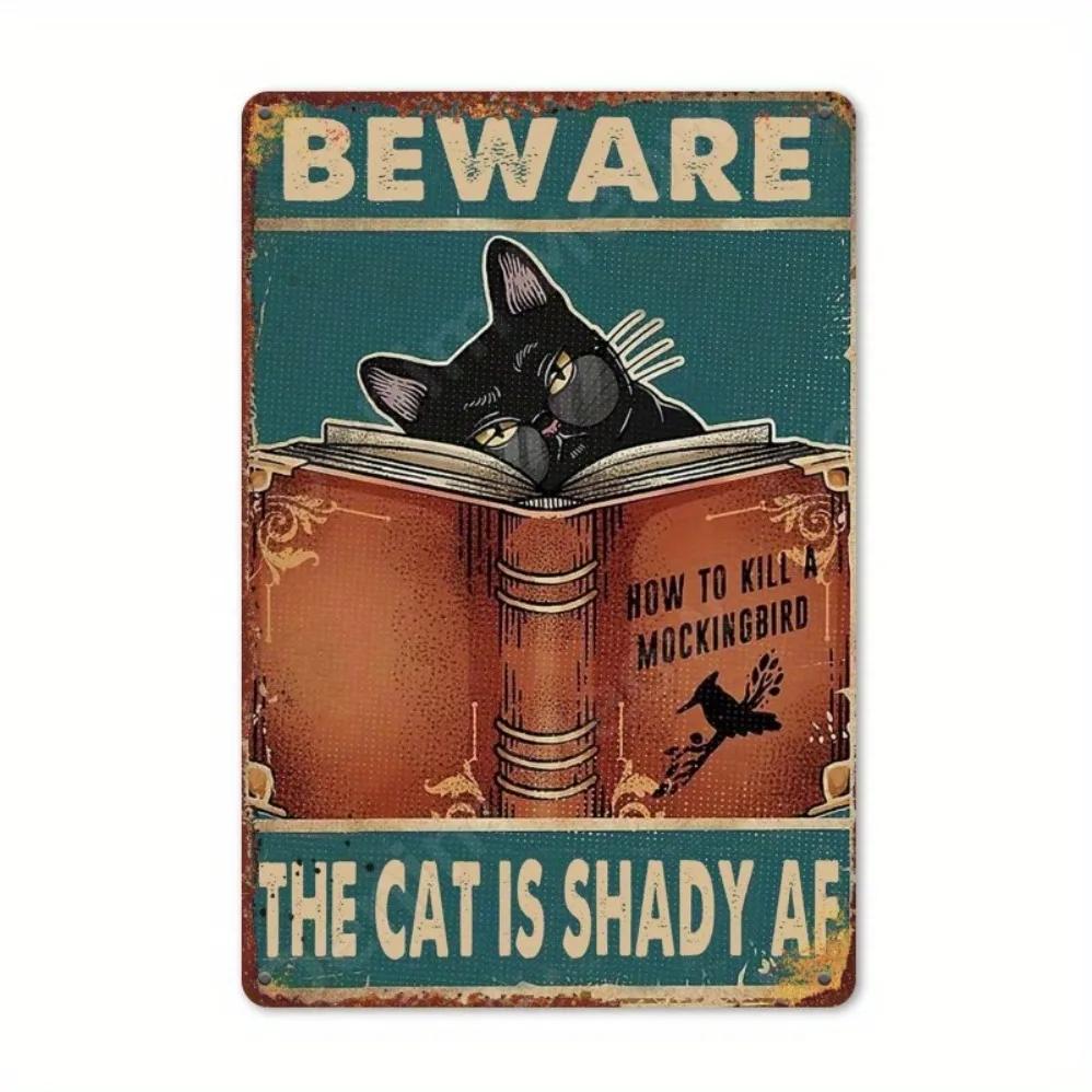 Retro Beware of Cat Aluminum Foil Sign 1 Piece  Humorous Home Wall Art  Ideal for Garden Garage Club  Farmhouse 20x30cm