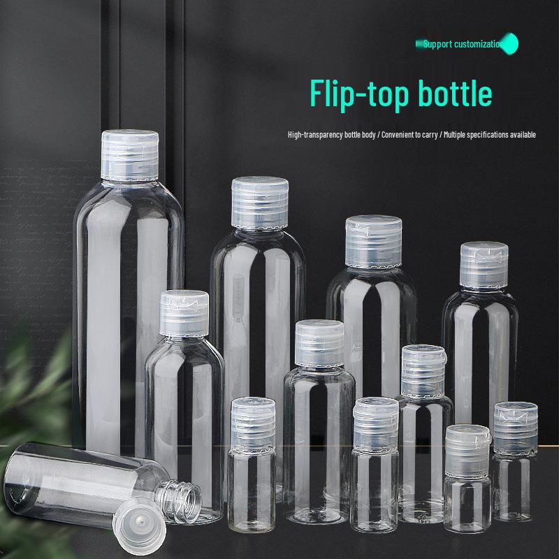 Transparent Flip-Top Plastic Squeeze Bottle for Cosmetics - Available in 10/30/50/100ml Sizes