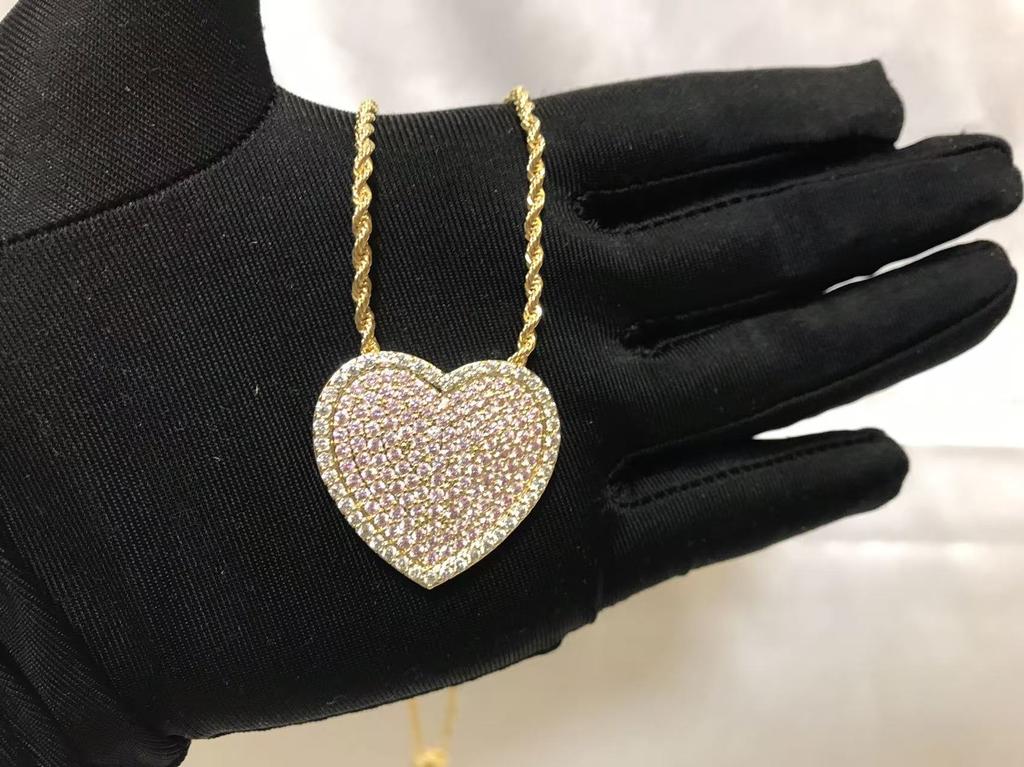 Stainless Name Pendant Steel Gold Plated Cartoon Classic Design Nugget Rollie Heart Diamond Heart Frame Necklace Jewelry