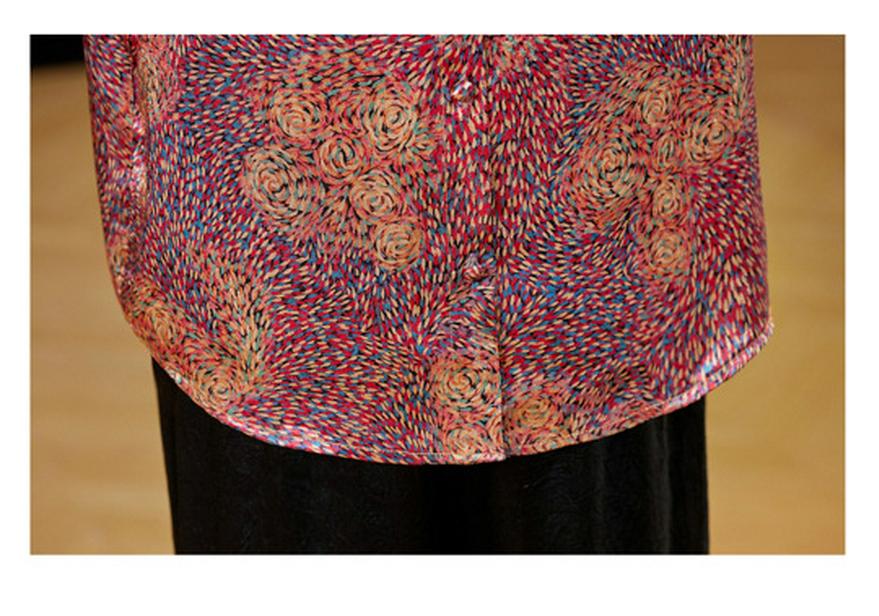 Mom's Stylish Floral Seven-Sleeve Shirt for Middle-Aged Women - Trendy and Casual Thin Jacket