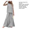 2-teiliges Sommer-Outfit für Damen, ärmelloses Tanktop und Hose mit weitem Bein, lässiges Lounge-Set aus Leinen und Baumwolle, passendes Strand-Set