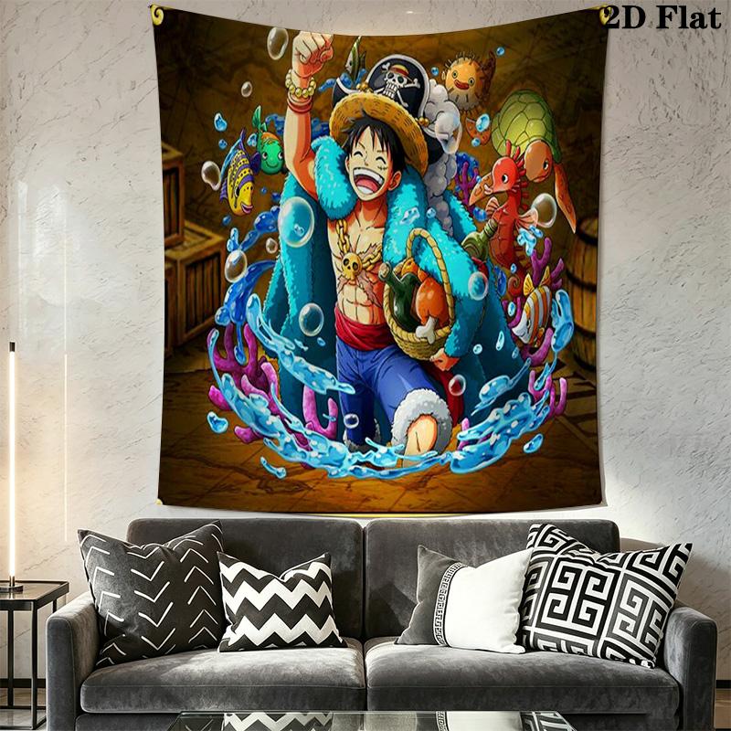 Luffy Pirate Treasure Art Tapestry Background Cloth Fashion Print Soft Gift Background Wall Hanging Cloth