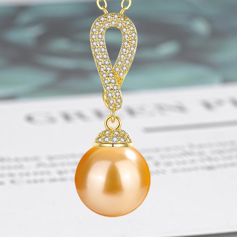 Zircon-Set Imitation White Pearl & Multicolor Shell Pendant Necklace - Women's Fashion Clavicle Chain