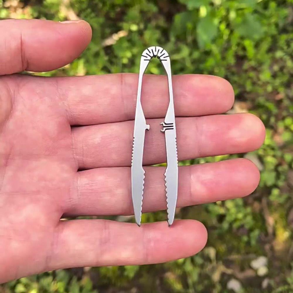Small Size Titanium Zinc Zinc Alloy Tweezer Portable Outdoor Tool Easy To Use Camping Tweezer  Travel
