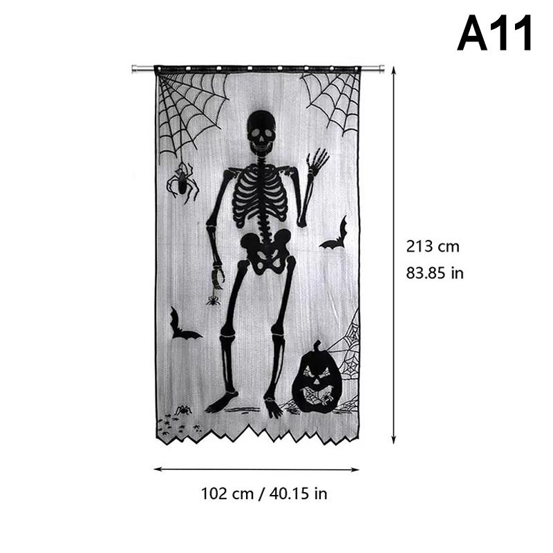 Spooky Halloween Table Runner Black Lace Spider Web Design Tablecloth Fireplace Scarf Haunted House Decor Party Decoration