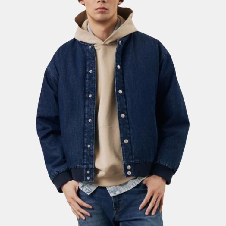 Levis Fashion Casual Loose Solid Color Ribbed Stand Collar Long Sleeve Jacket Men Jackets 005MZ-0001