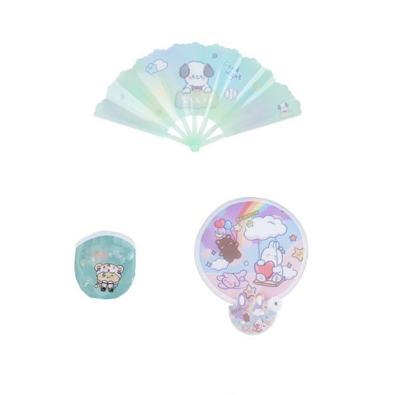 1 Stück Cartoon Niedlich Mini Faltbarer Handventilator - Weiches Tuch Runder Tragbarer Persönlicher Ventilator für Sommer Outdoor Pendeln & Geschenk