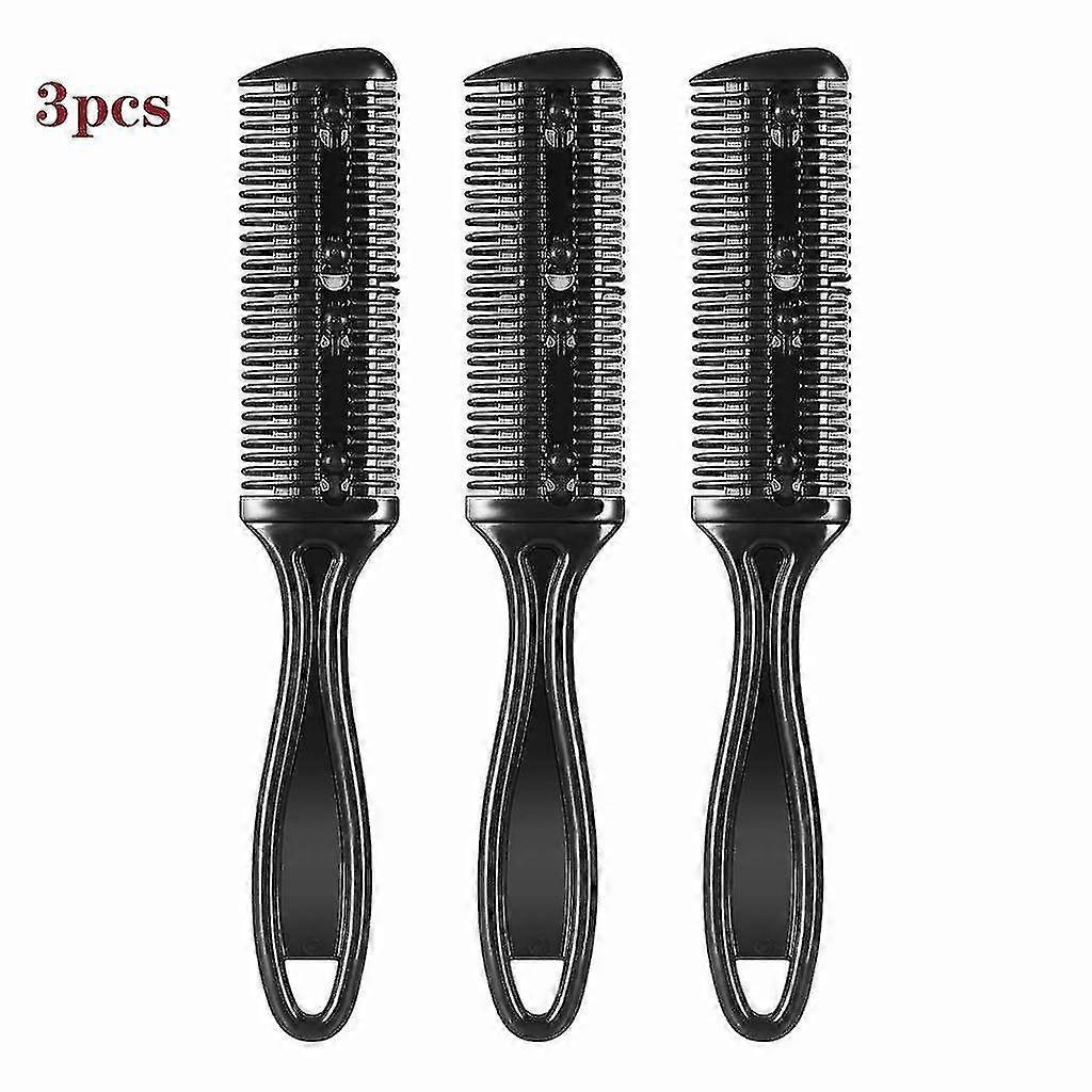 Hair Clipper Comb, Double Side Hair Cutting Trimmer Comb With Stainless Steel Blade, Pack Of 3 (black)-r