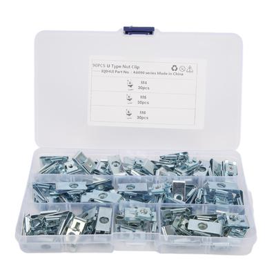 90pcs Car Fasteners Clip Nut Anti Rust U Type Fastener Clips Replacement for Car Body Panel