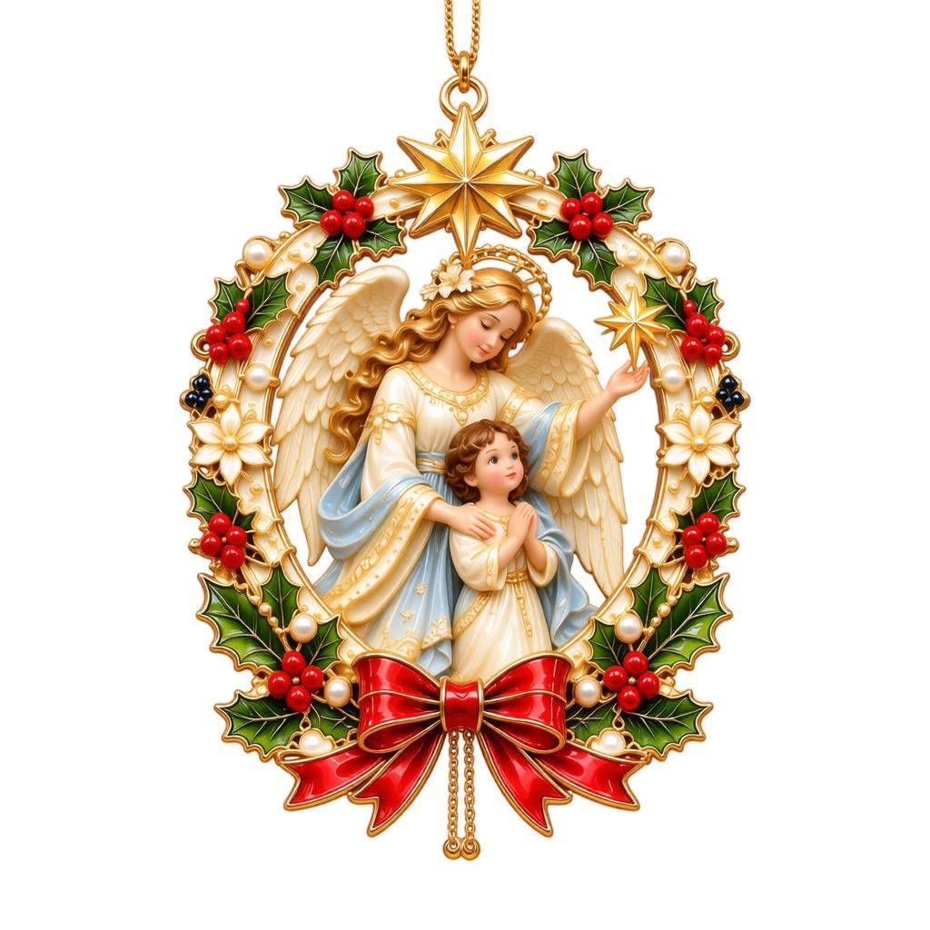 Christmas Scene Hanging Ornament, 2D Flat Wall Decor with Double-Sided Print for Holiday Home Display
