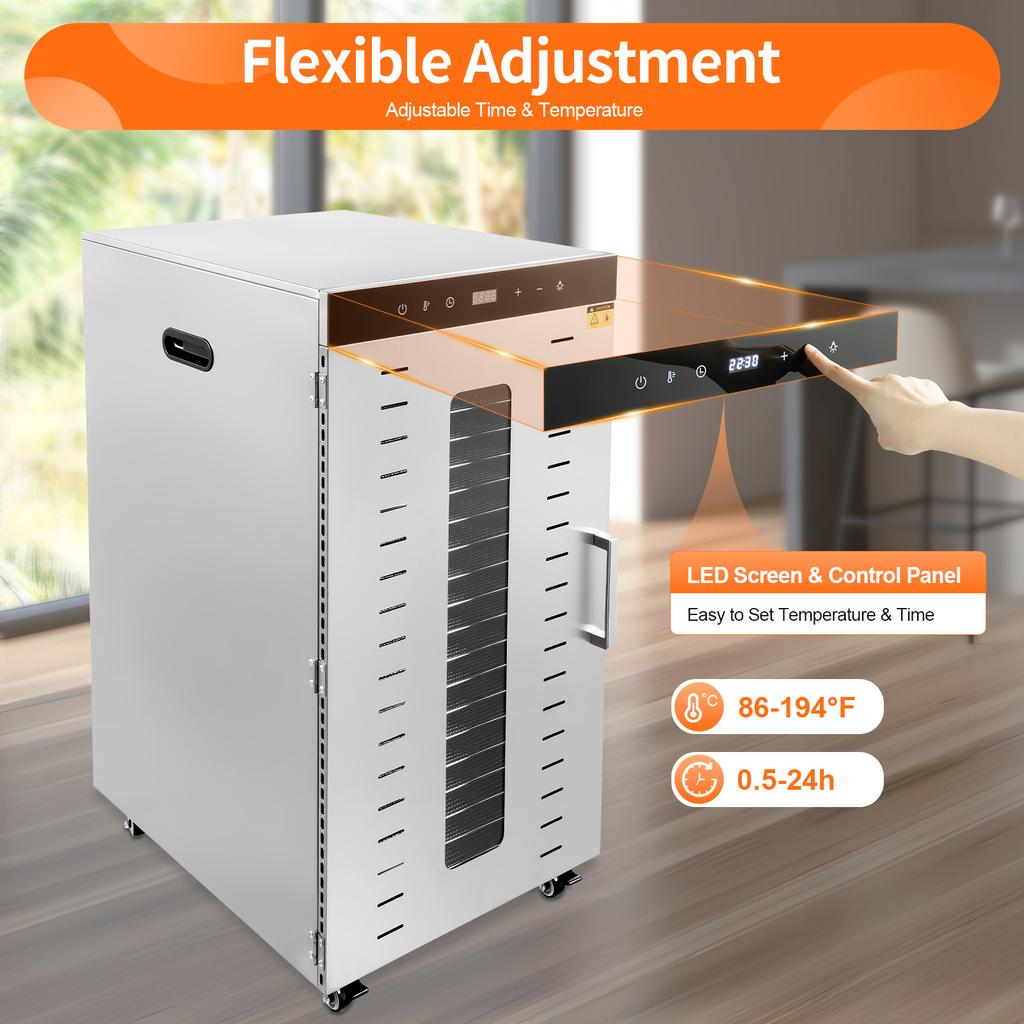 Commercial Food Dehydrator 20 Trays 1700W Stainless Steel, Digital Electric Dryer Machine for Fruit Jerky Meat Herbs Pet Treats