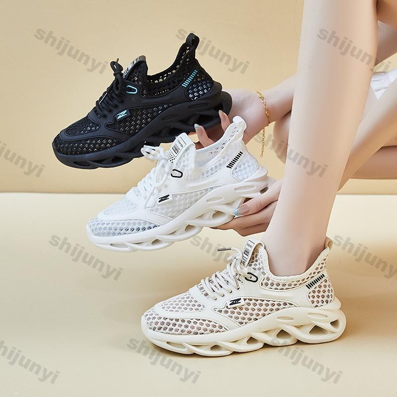 Fashion Women's White Sneakers Summer New Fly Weave Mesh Breathable Running Shoes Fashion Lightweight Comfortable Lace-up Casual Shoes