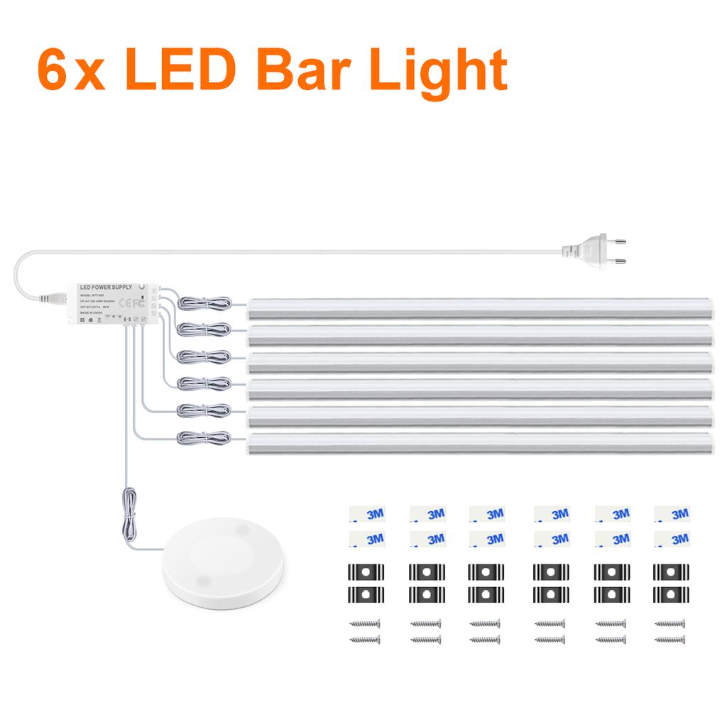 30/40/50CM LED Kitchen Cabinet Light 12V Aluminium Bar Lamp Tube With Penetrable Wood 25mm Touch Motion Sensor Dimmiable Switch
