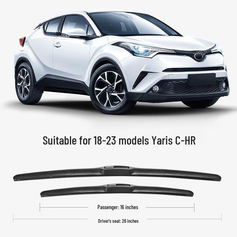 Toyota C-HR 21-22 Ciche Bezszkieletowe Wycieraczki Przód i Tył z Gumką HD