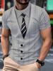 Men's 3D Fake Suit Print T Shirt With Pinstripe Blazer, Shirt And Tie Design Casual Funny Men Women Business T-shirt Clothing