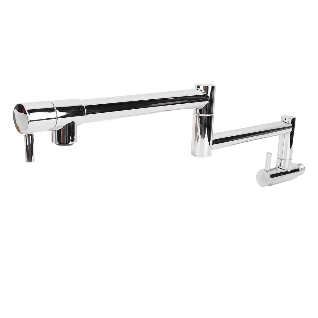 Brushed Pot Filler Faucet Stainless Steel Wall Mount Commercial Kitchen Stove Stretchable Double Joint Swing Arm Single