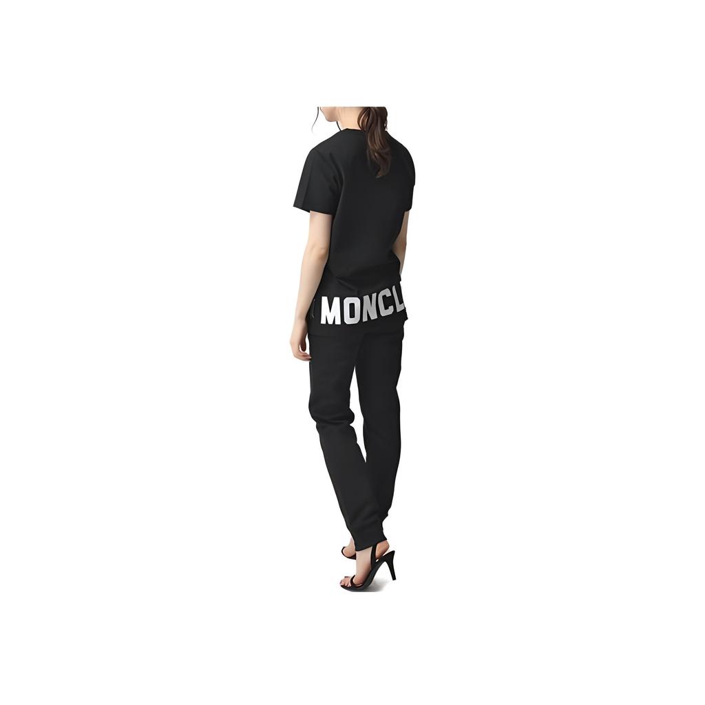 Moncler Logo Print Short Sleeve T-Shirt Women Tops Black 8091650-V8094-999