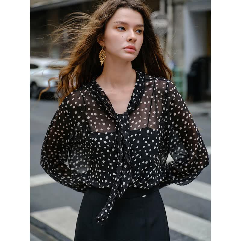 

Women s Polka Dot Long Sleeve Shirt M