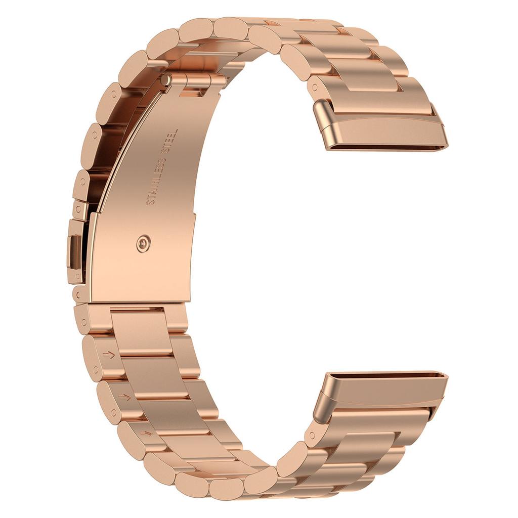 For Fitbit Versa 4/Sense 2 Three Beads Smart Watch Band Folding Buckle Metal Wrist Strap Replacement