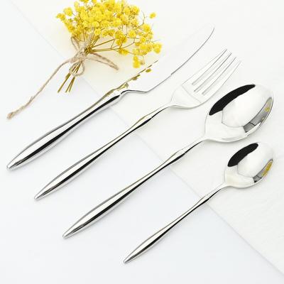Mirror Dinner Tableware 304 Stainless Steel Dinnerware Set Round Handle Knife Fork Teaspoon Cutlery Set Patry Kitchen Silverware
