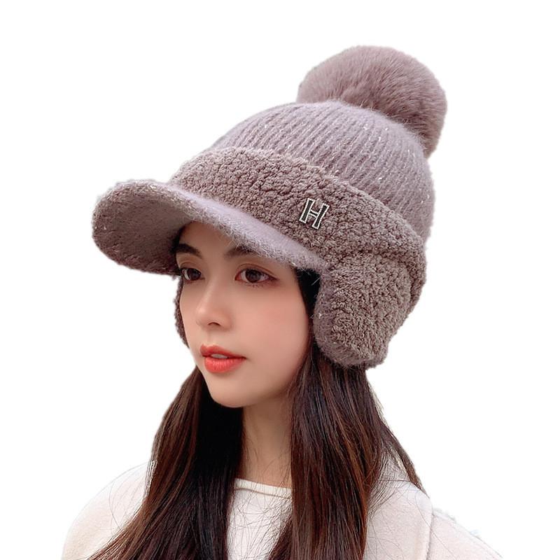 Knitted Baseball Cap For Women With Warmth And Ear Protection For Winter Outdoor Activities