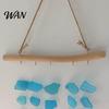 Nautical Wind Chime Sea Glass Chime, Handmade Driftwood Coastal Beach House Hanging for Home Window Decor Colorful