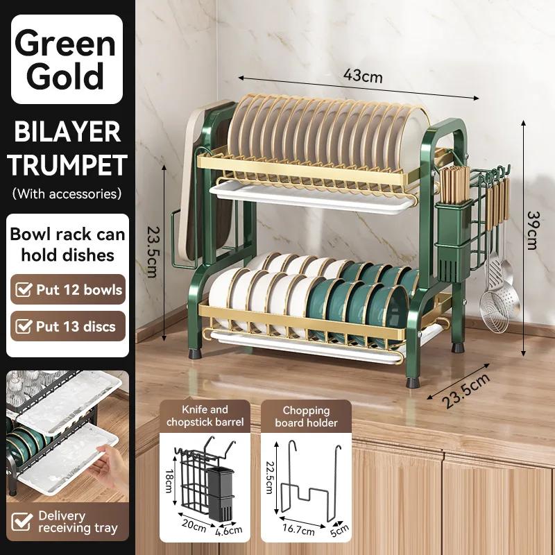 Large-capacity Kitchen Spice Rack Multi-functional Dish Drying Rack Bold And Thick Dish Rack Load-bearing Tough Stand