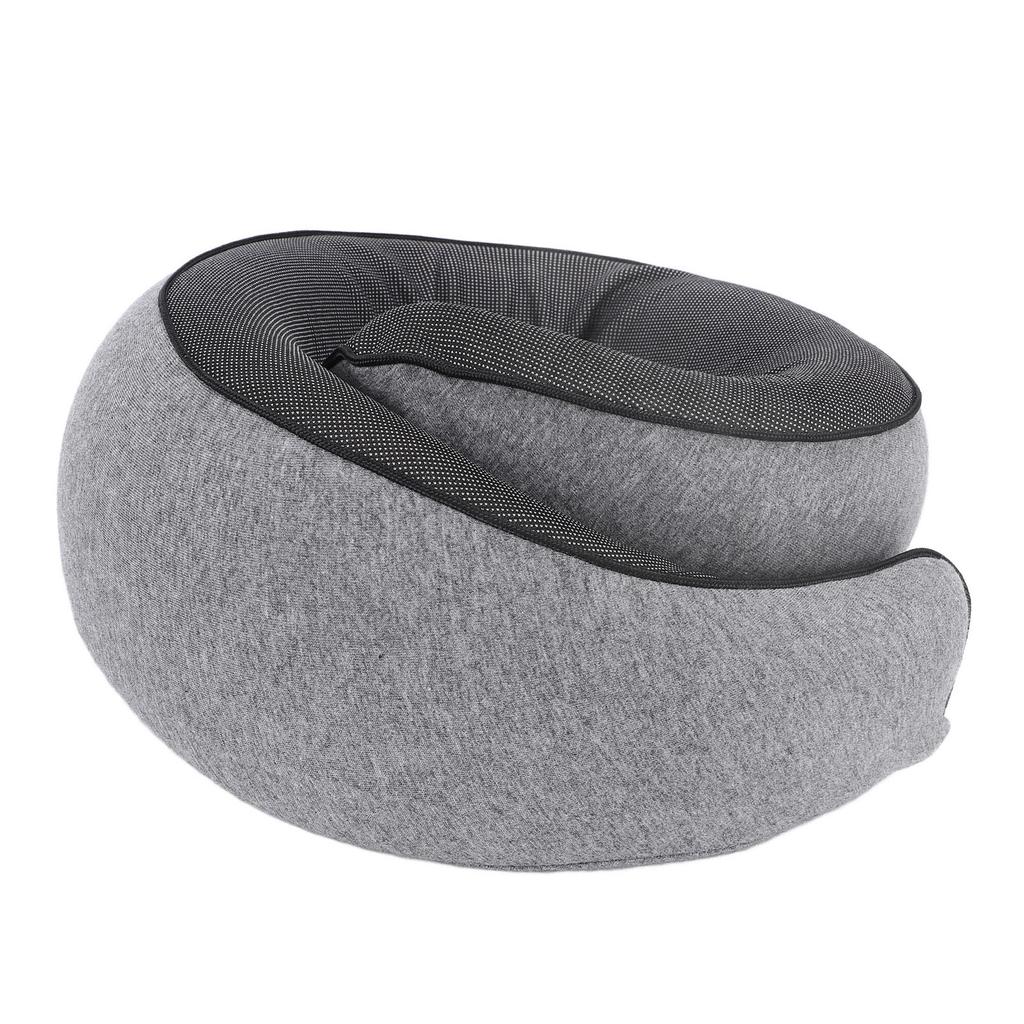 Neck Pillow Foldable Breathable Polyester Fiber Portable Memory Foam Travel Neck Pillow Gray