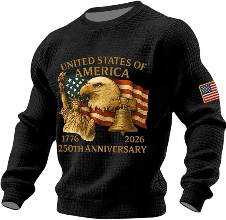 2025 Men's Plaid Embroidery Round Neck Digital Hoodie - New Loose European and American Style