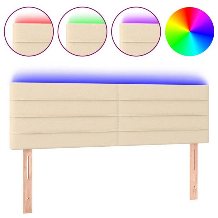 VidaXL LED Headboard Bedroom Furniture Double Bed Accessory Head of Bed Frame Interior Cream 3121755