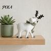 Modern Home Tabletop Accents Nordic Minimalist Resin Reindeer Figurine with Knitted Scarf, Cute Healing Deer Statue, Matte White Whimsical Animal