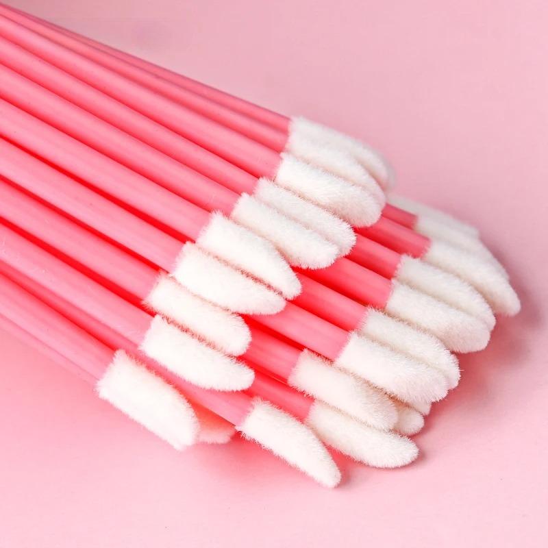 50/100 Pcs Lip Brushes Soft Cosmetic Lip Brush Lipstick Lip Glossy Wands Cleaner Applicator Eyeshadow Makeup Brush Tool 50pc розовый
