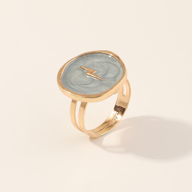 Modische Halskette mit Tropfenanhänger aus Legierung, Öl, Herz, Mond und Blitz, elegant, süß, rund, Partyschmuck für Damen, Geschenk