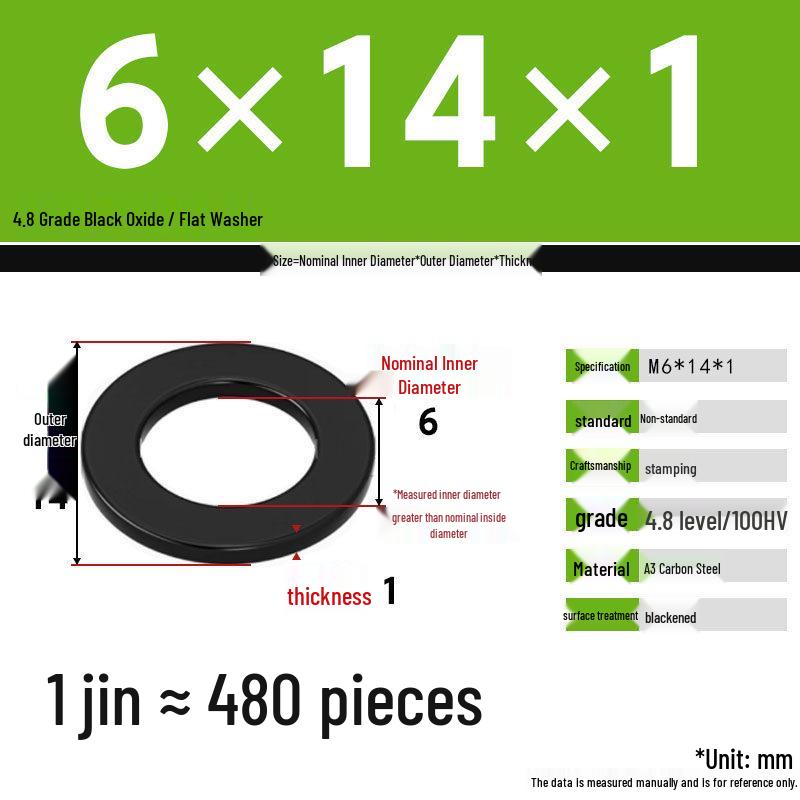 Blackened Enlarged Thickened Metal Washer - M3-M42