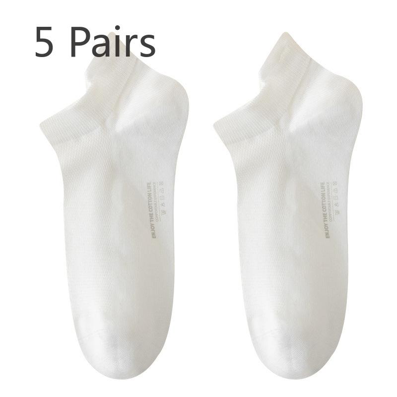 

5 пар мужских летних тонких хлопковых носков-лодочек чистого цвета с защитой от запаха и пота без косточек 5 Pairs белый