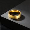 Simple 6mm Gold Color Stainless Steel Wedding Ring for Women Men, Smooth Chunky High Polished Rings, Fashion Jewelry Couple Ring